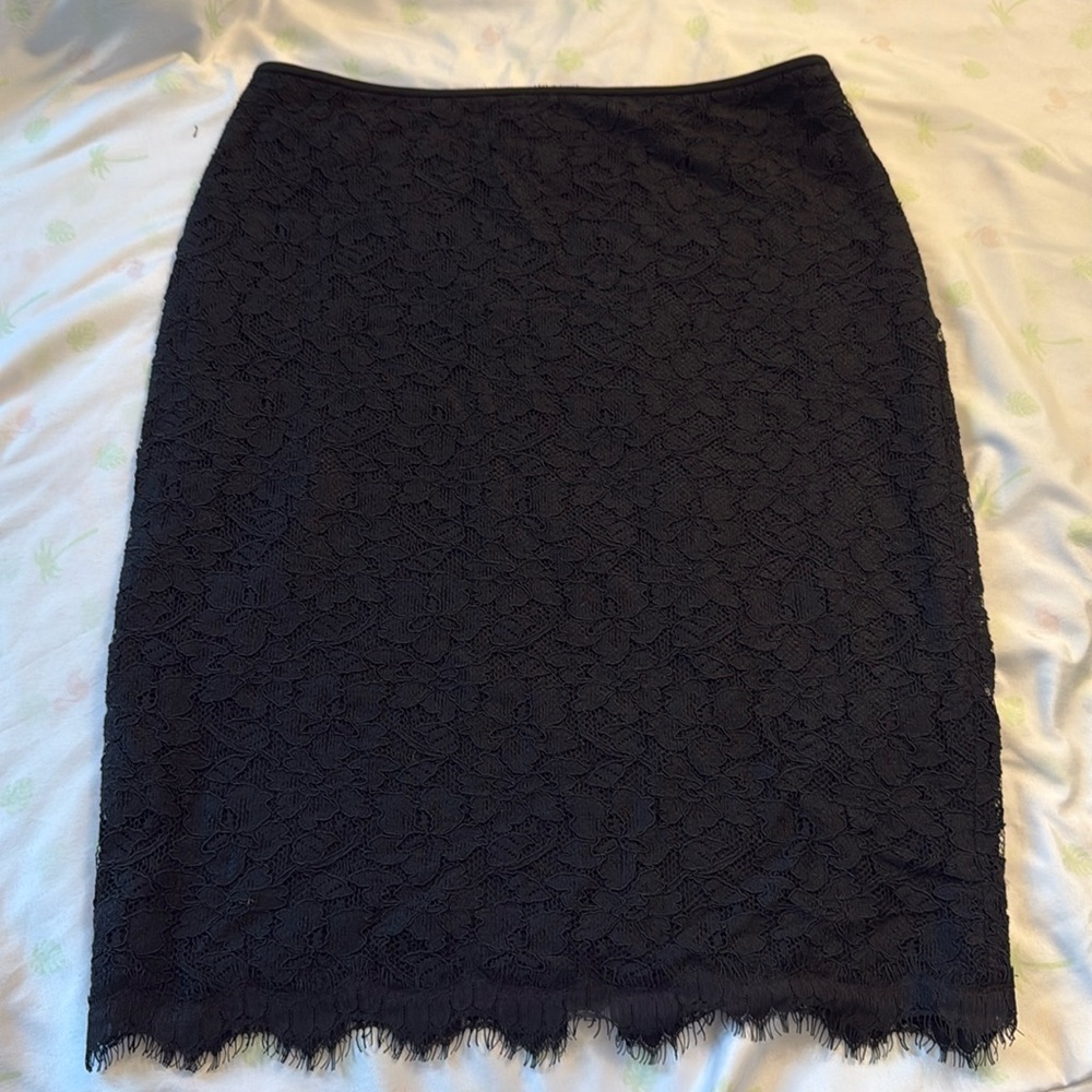 Diane Von Furstenberg Black Lace Pencil Skirt